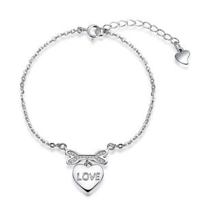 925 sterling silver  love heart-cut charm Bracelet